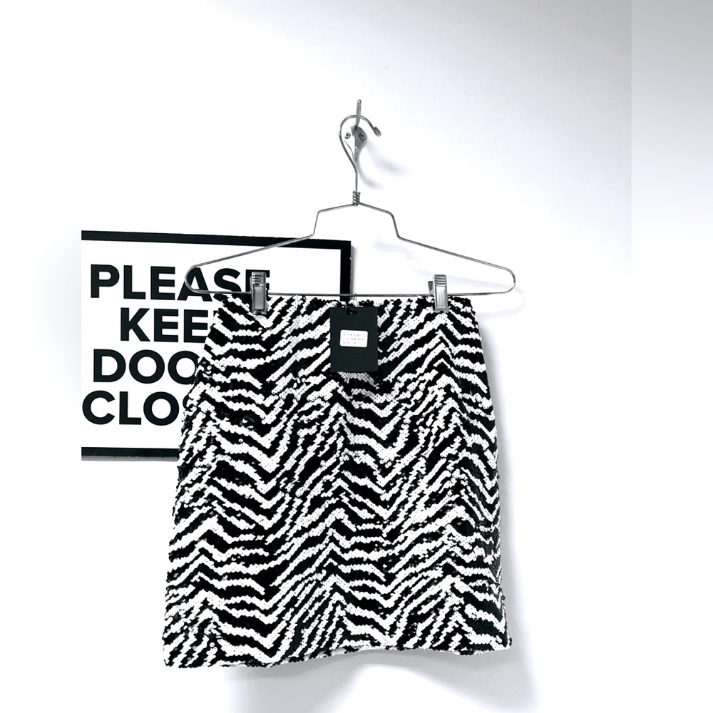 Black and white sequin skirt